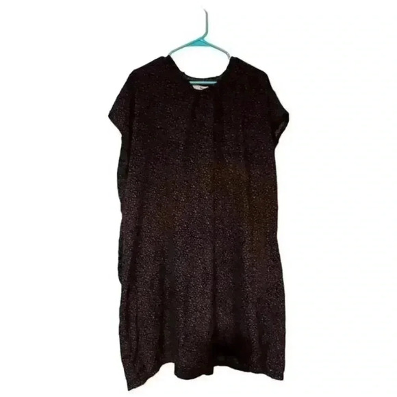 Adriana J Glitter Print Shift Dress Short Sleeve Round Neck Multicolor Zip - Picture 1 of 6